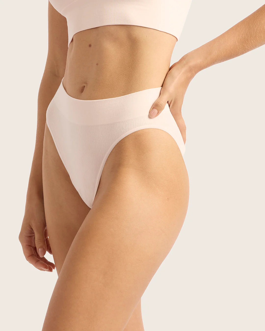 LYOLYTE Ribbed High Leg Briefs - Powder Pink - Image 3
