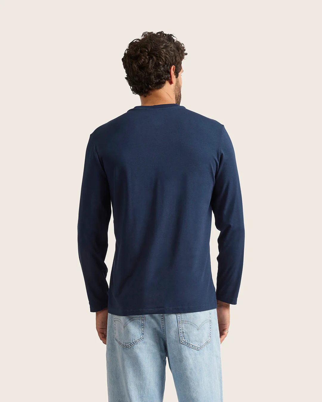 Men's Classic Long Sleeve T-Shirt - Navy - Image 4