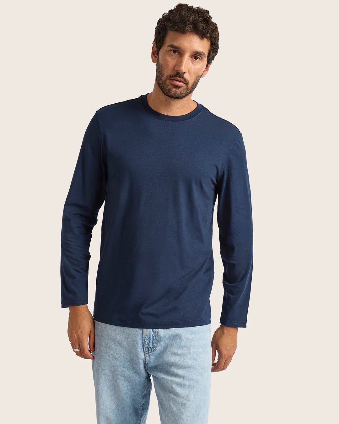 Men's Classic Long Sleeve T-Shirt - Navy - Image 6
