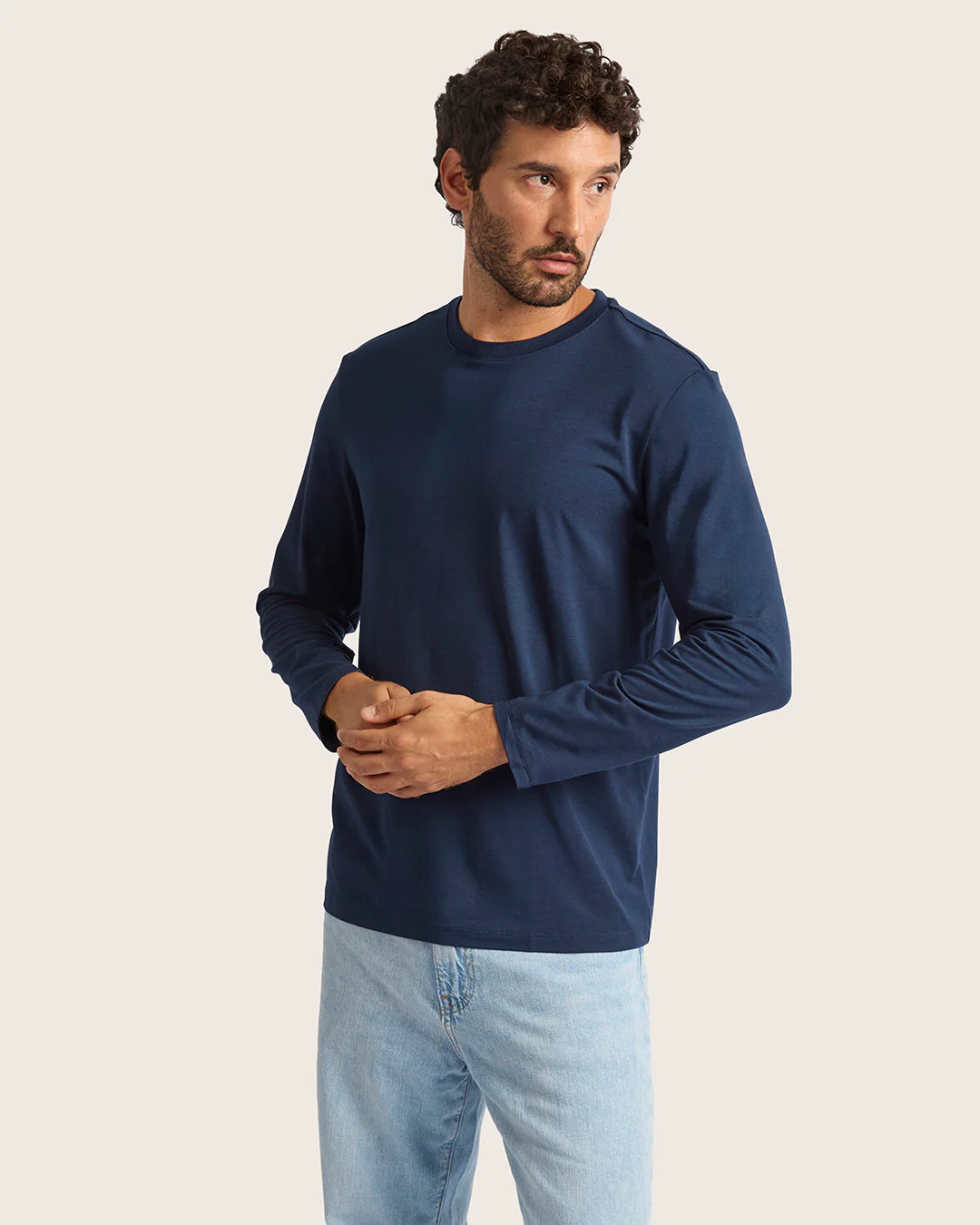 Men's Classic Long Sleeve T-Shirt - Navy - Image 7