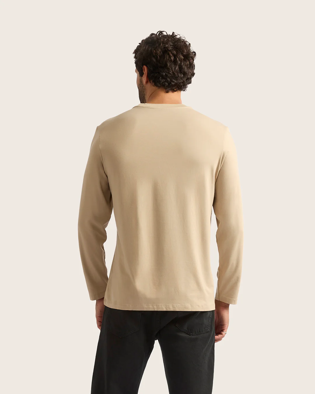 Men's Classic Long Sleeve T-Shirt - Stone - Image 3