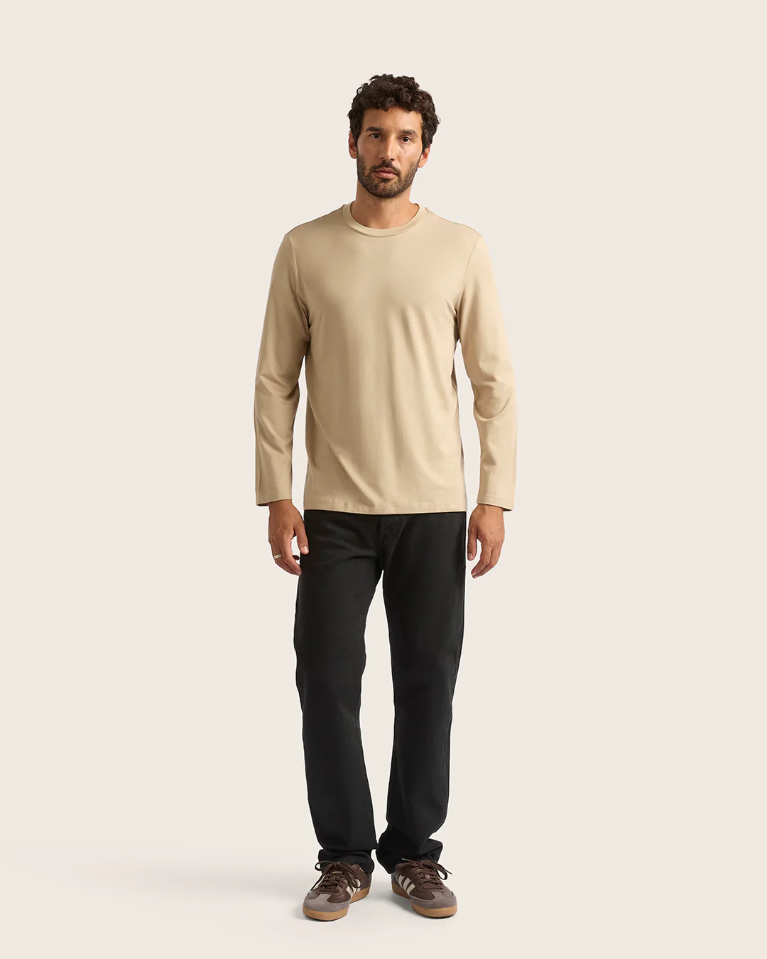 Men's Classic Long Sleeve T-Shirt - Stone - Image 4