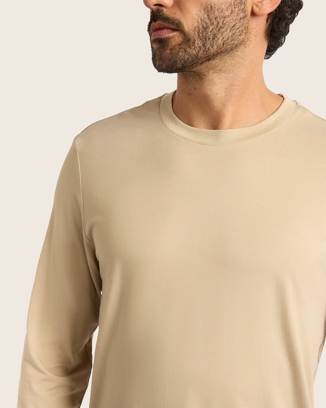 Men's Classic Long Sleeve T-Shirt - Stone - Image 5