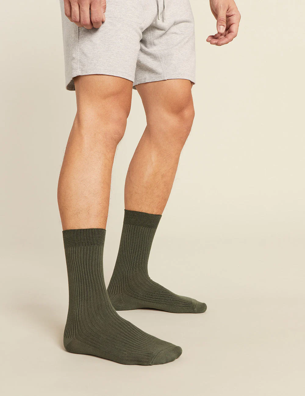 Men's Ribbed Crew Socks - Moss - Image 3