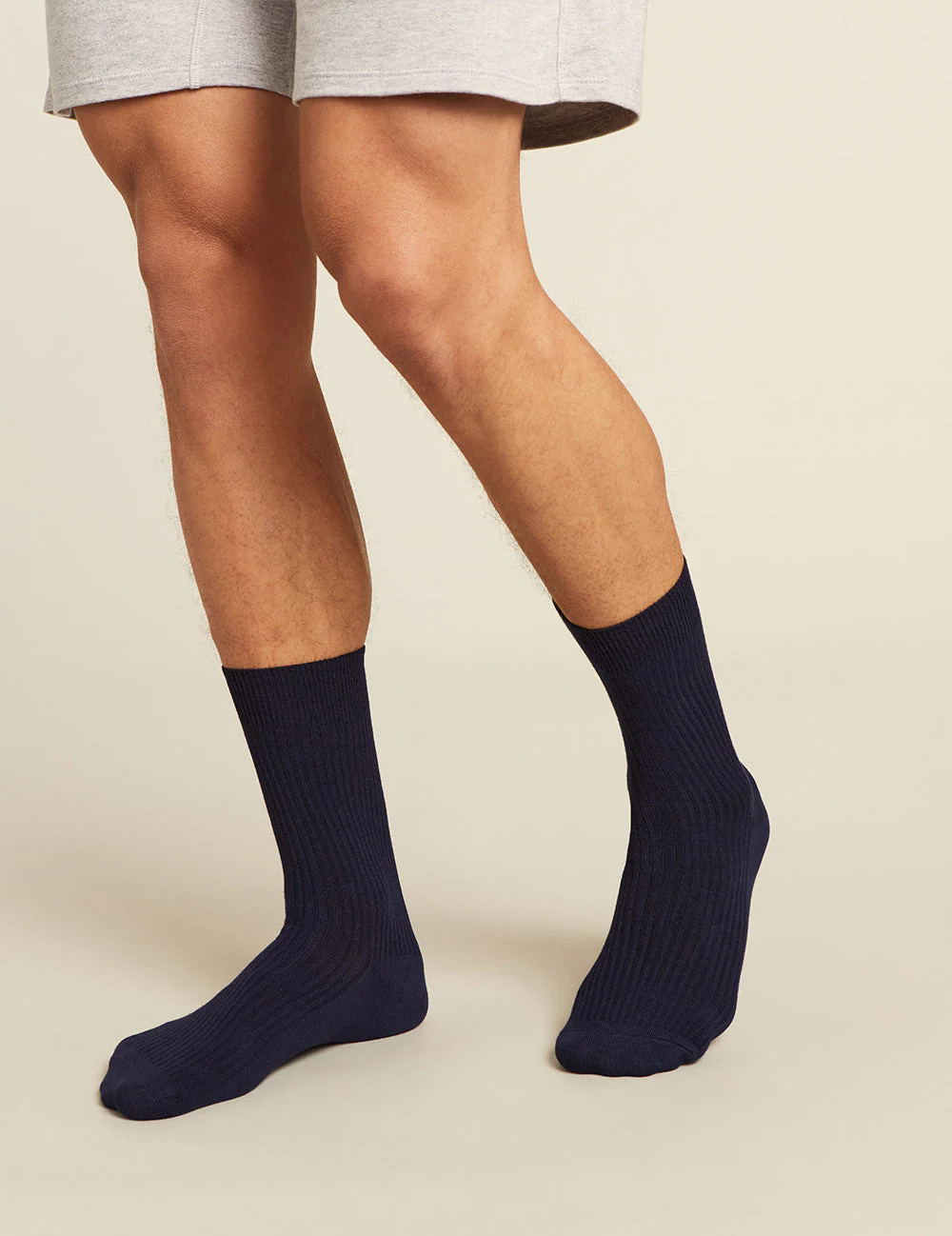 Men's Ribbed Crew Socks - Navy - Image 3