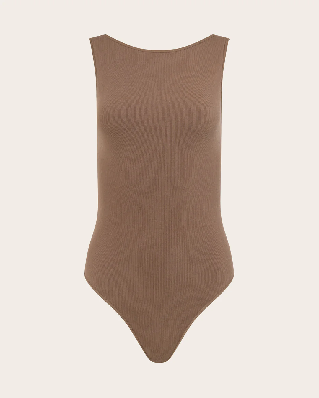 Ribbed Boat Neck Bodysuit - Taupe - Image 13
