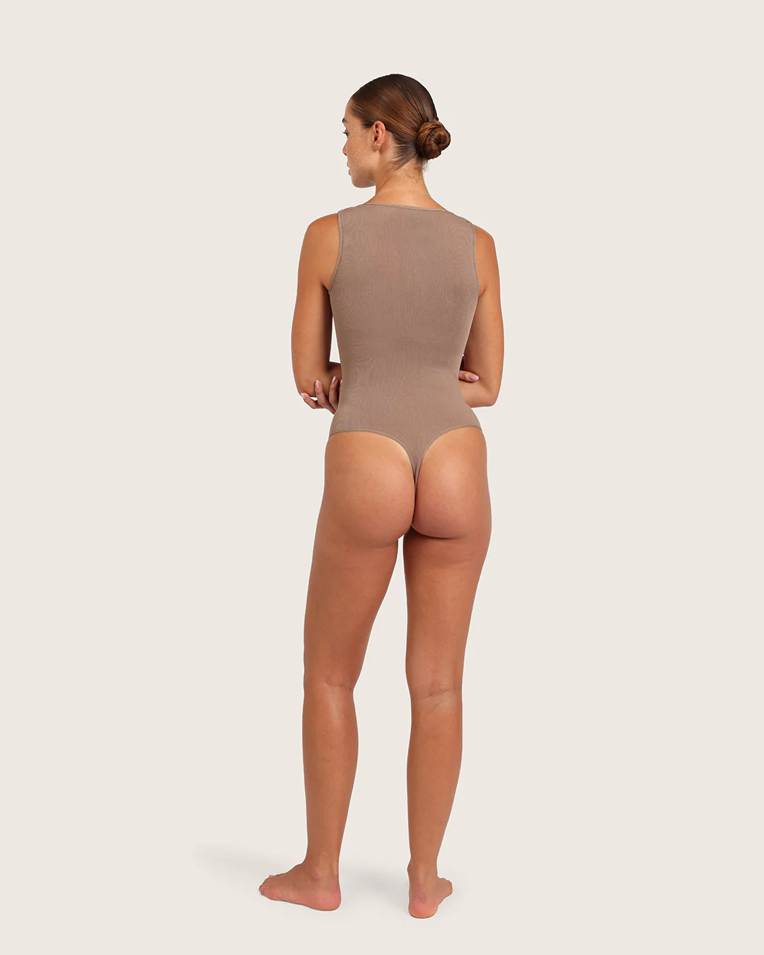 Ribbed Boat Neck Bodysuit - Taupe - Image 9