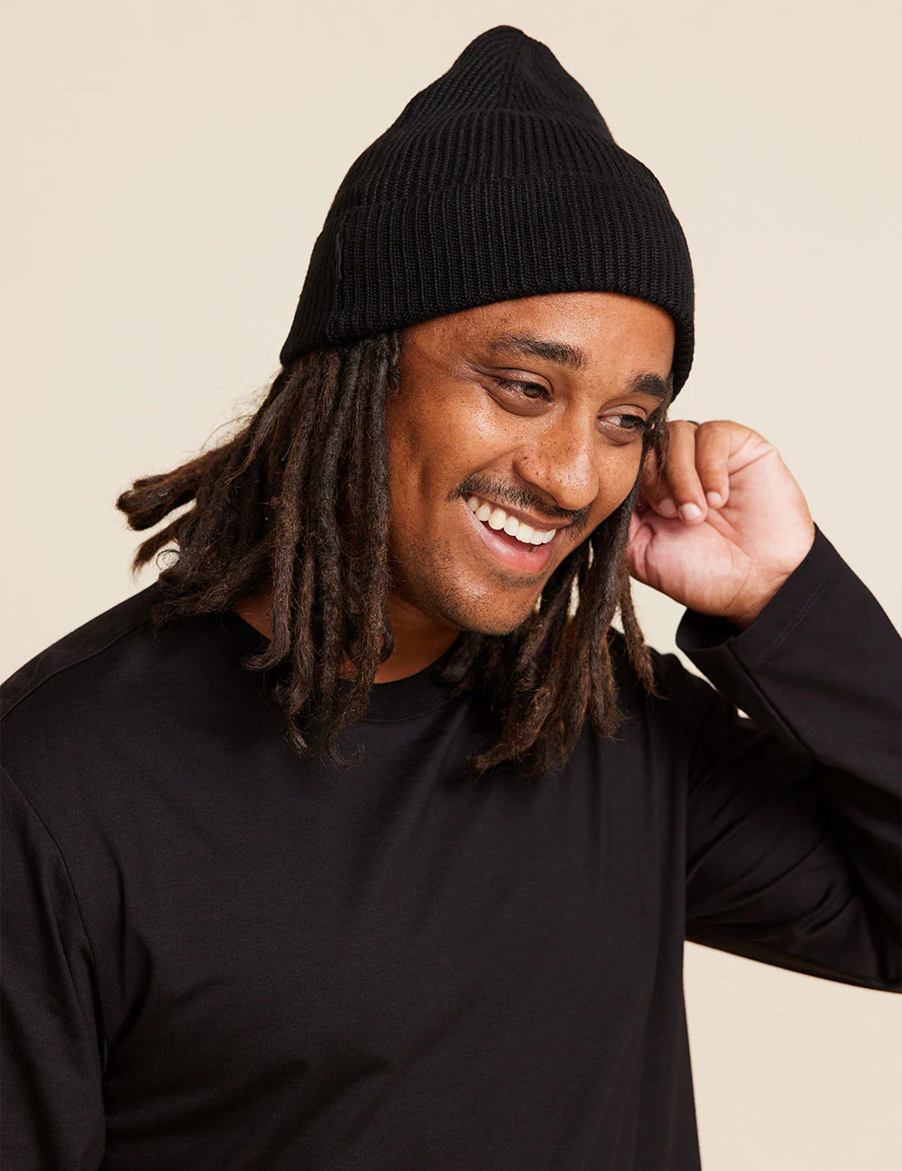 Ribbed Knit Beanie - Black - Image 5