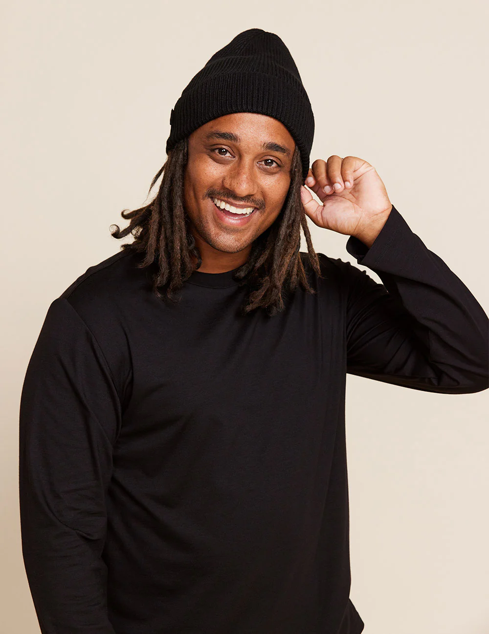 Ribbed Knit Beanie - Black - Image 6
