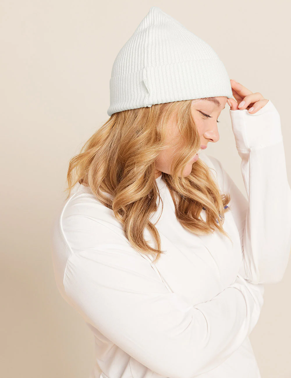 Ribbed Knit Beanie - Natural White - Image 3