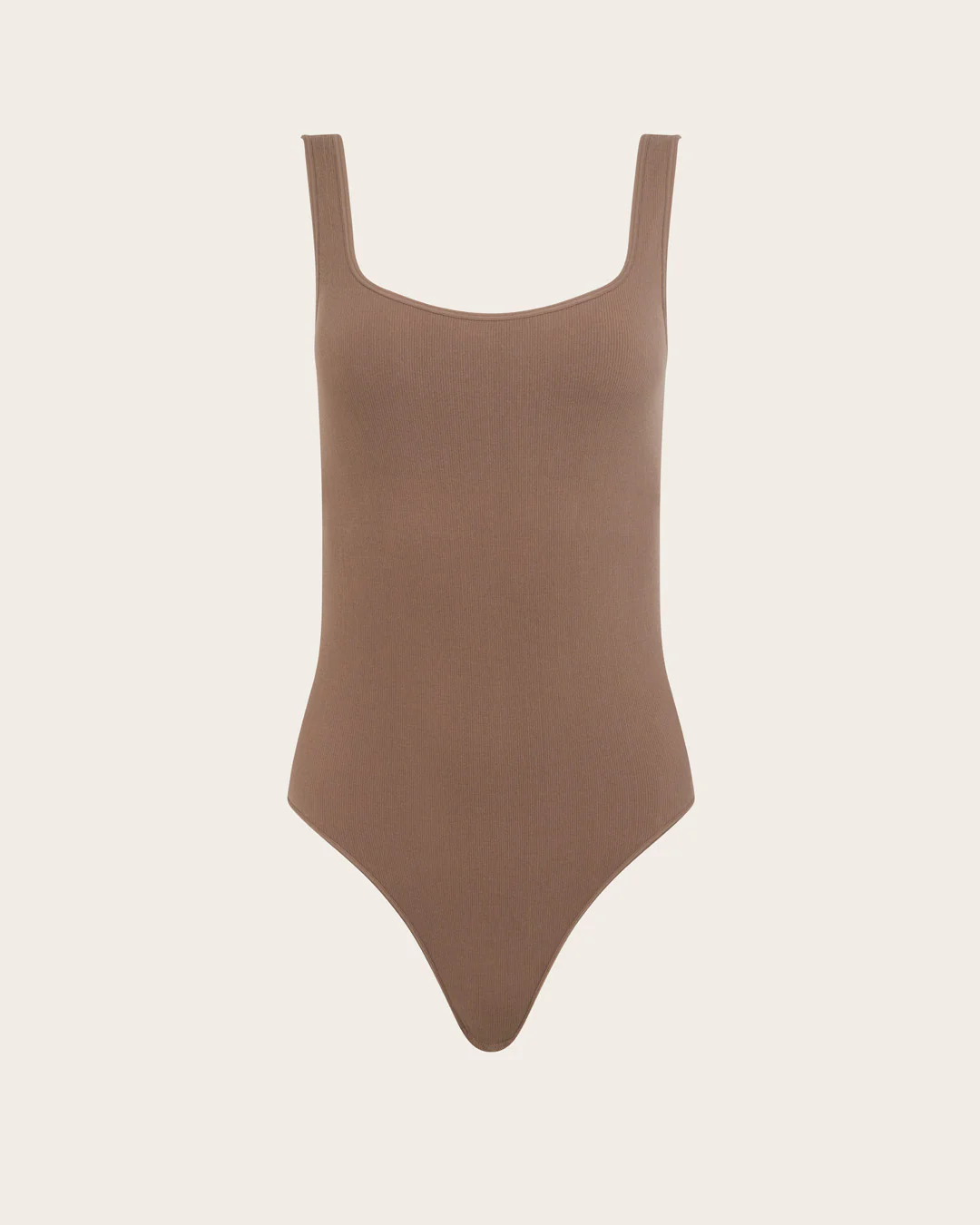 Ribbed Square Neck Bodysuit - Taupe - Image 8