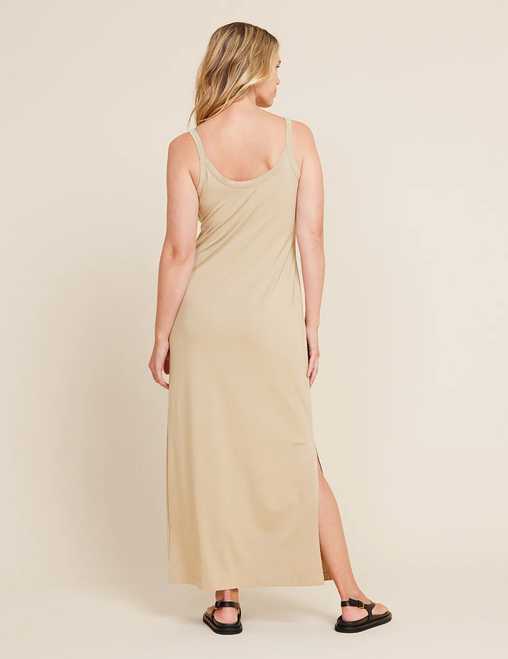 V-Neck Slip Dress - Stone - Image 3