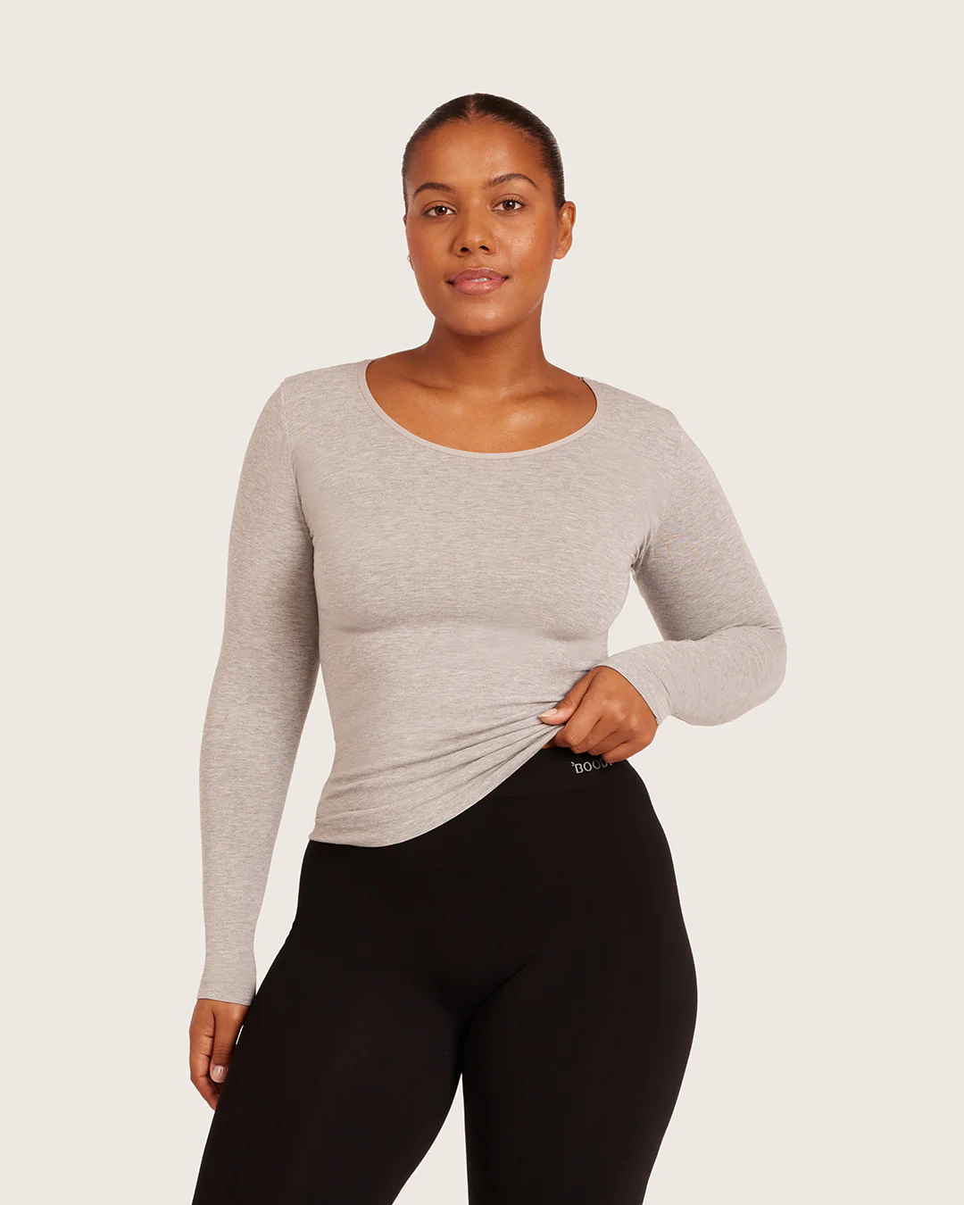Women's Base Layer Long Sleeve Top - Light Grey Marl - Image 4