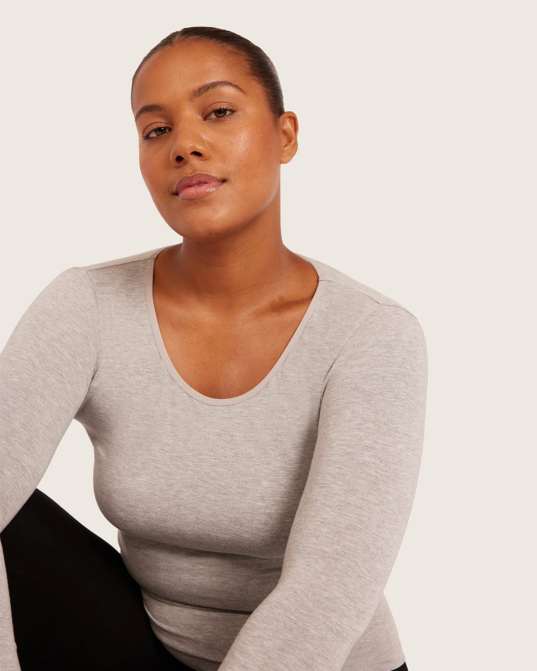Women's Base Layer Long Sleeve Top - Light Grey Marl - Image 7