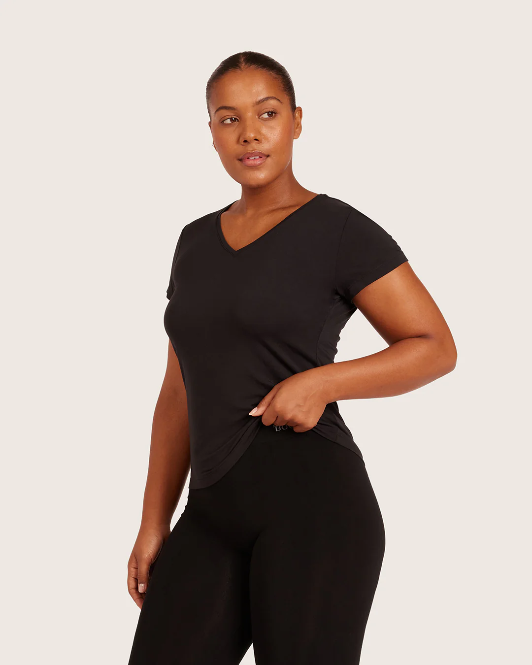 Women's Base Layer V-Neck T-Shirt - Black - Image 7