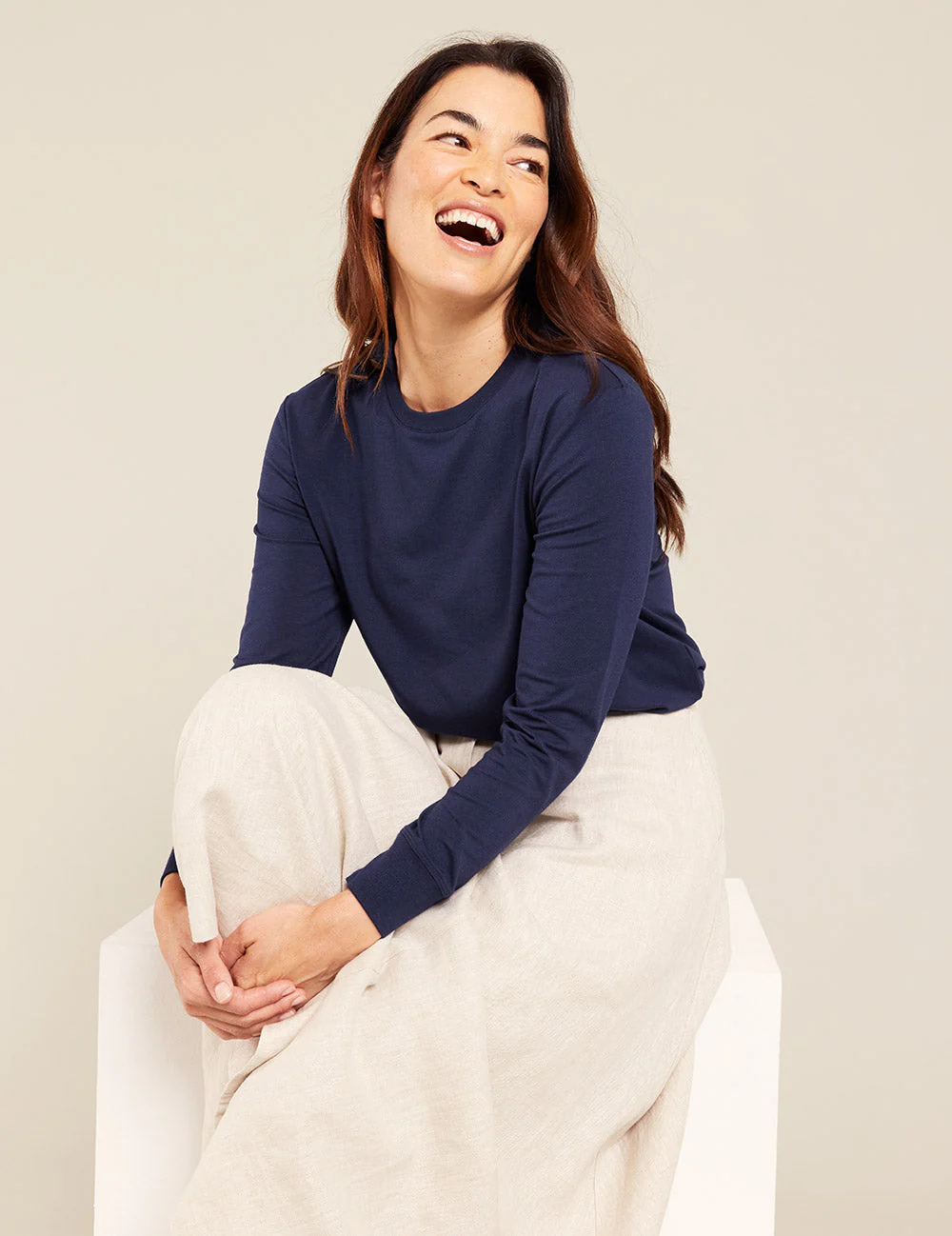 Women's Classic Long Sleeve T-Shirt - Navy - Image 4