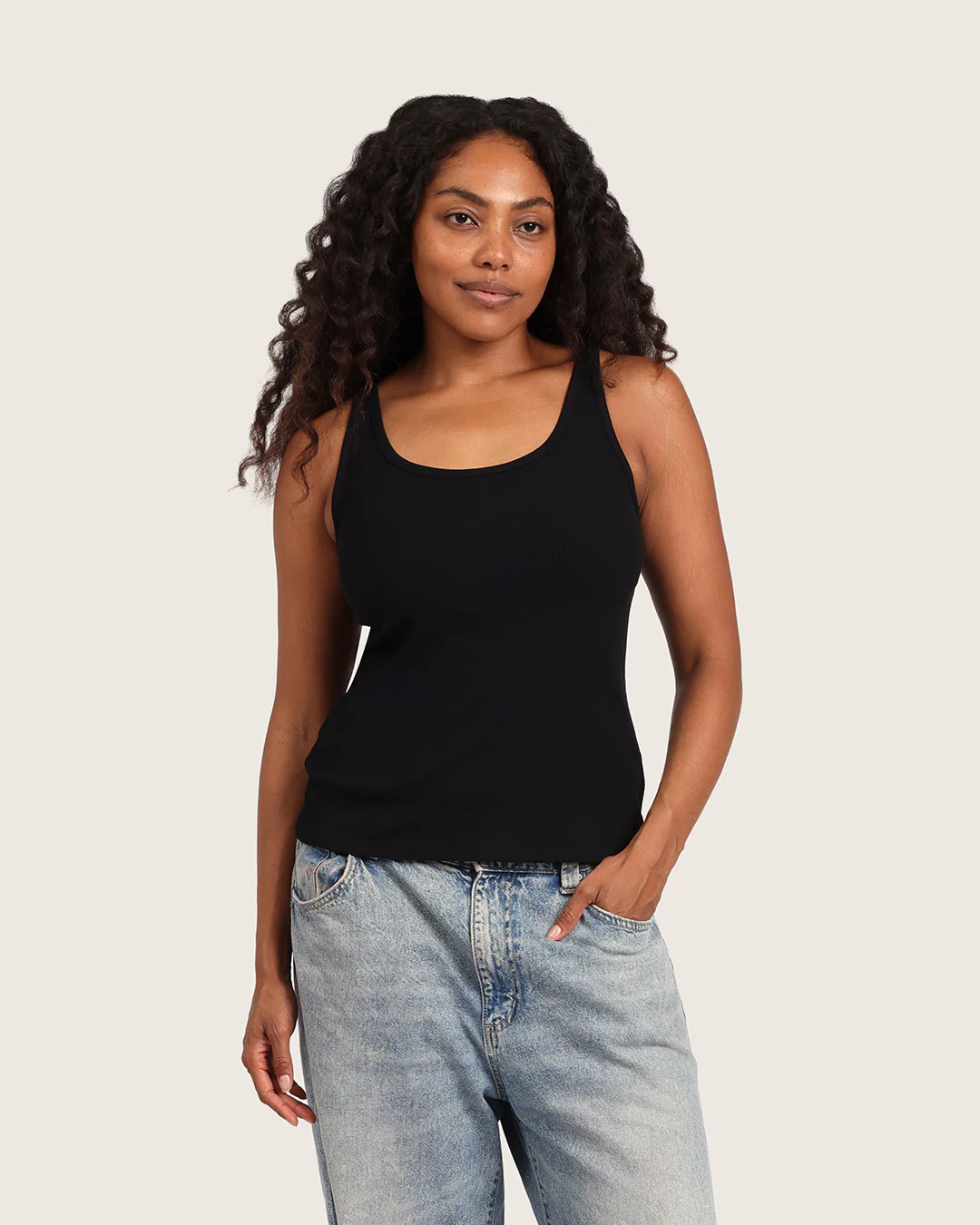 Women's Ribbed Tank Top - Black - Image 11