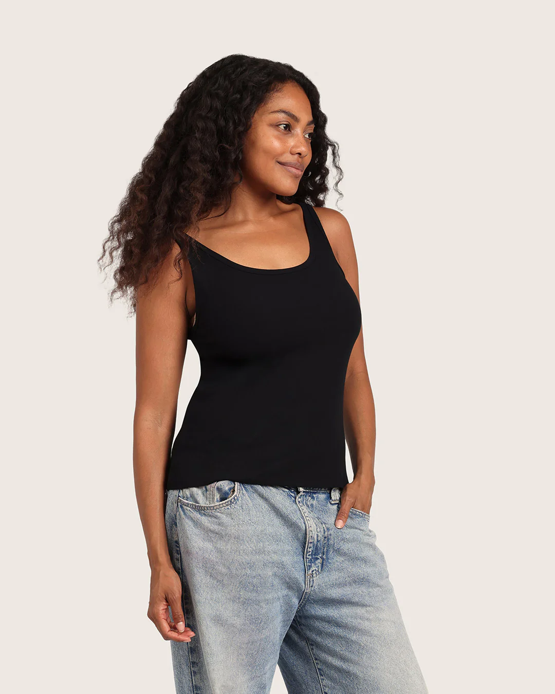 Women's Ribbed Tank Top - Black - Image 12