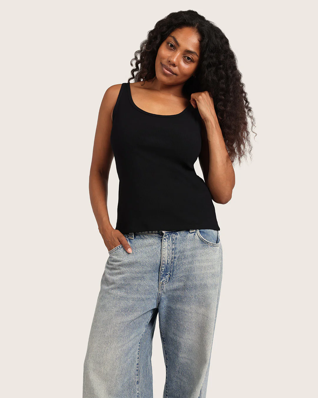 Women's Ribbed Tank Top - Black - Image 16