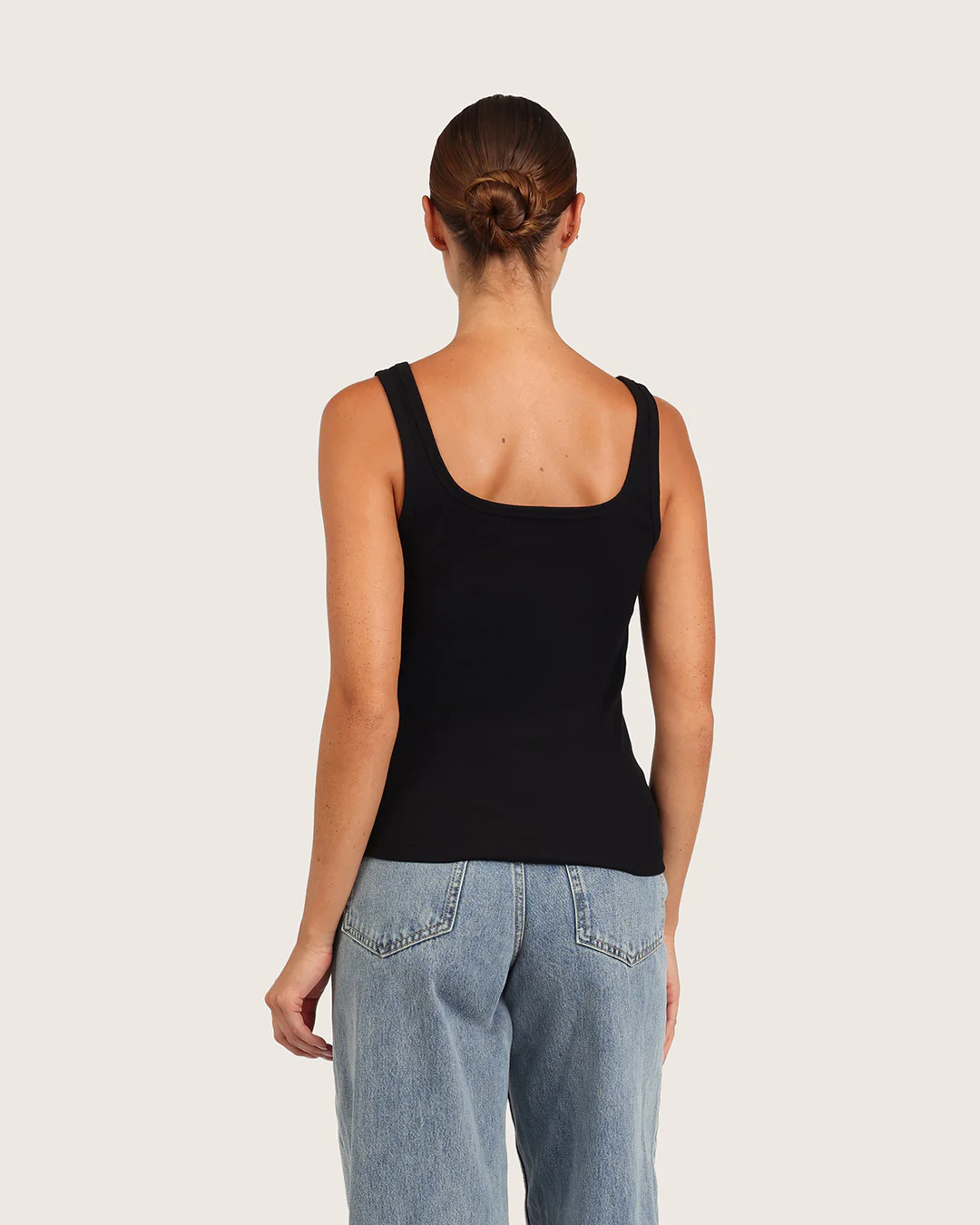 Women's Ribbed Tank Top - Black - Image 3