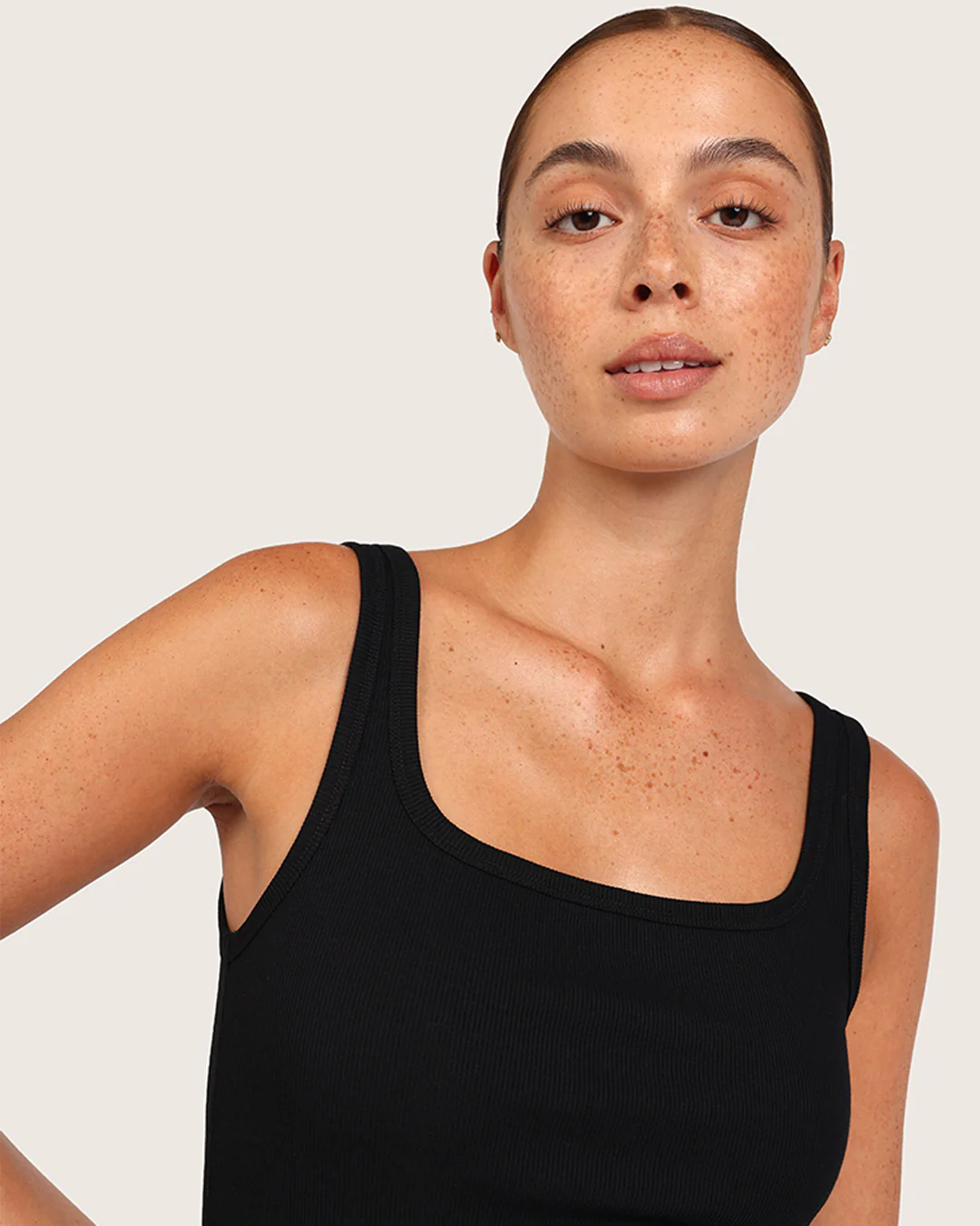 Women's Ribbed Tank Top - Black - Image 5