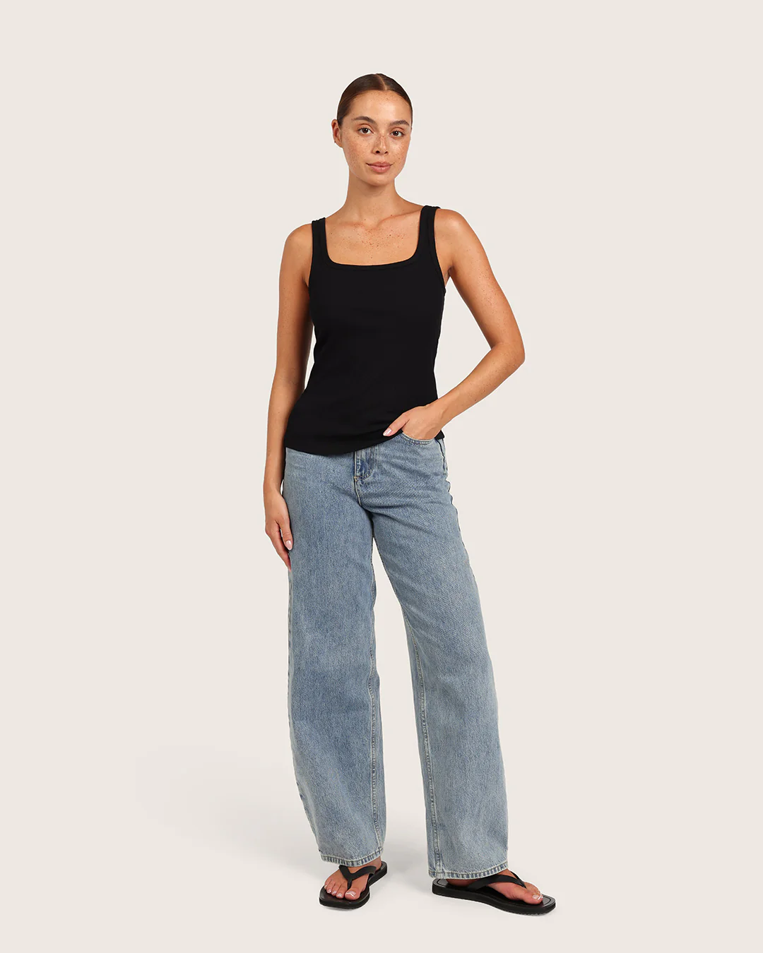 Women's Ribbed Tank Top - Black - Image 6